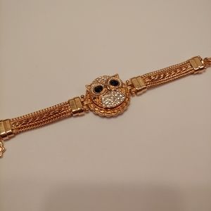 NWOT Rose Gold tone bracelet w/ 18mm Owl Snap 6-7"